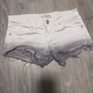 Reign Women's Ombre Jean Shorts in White and Gray